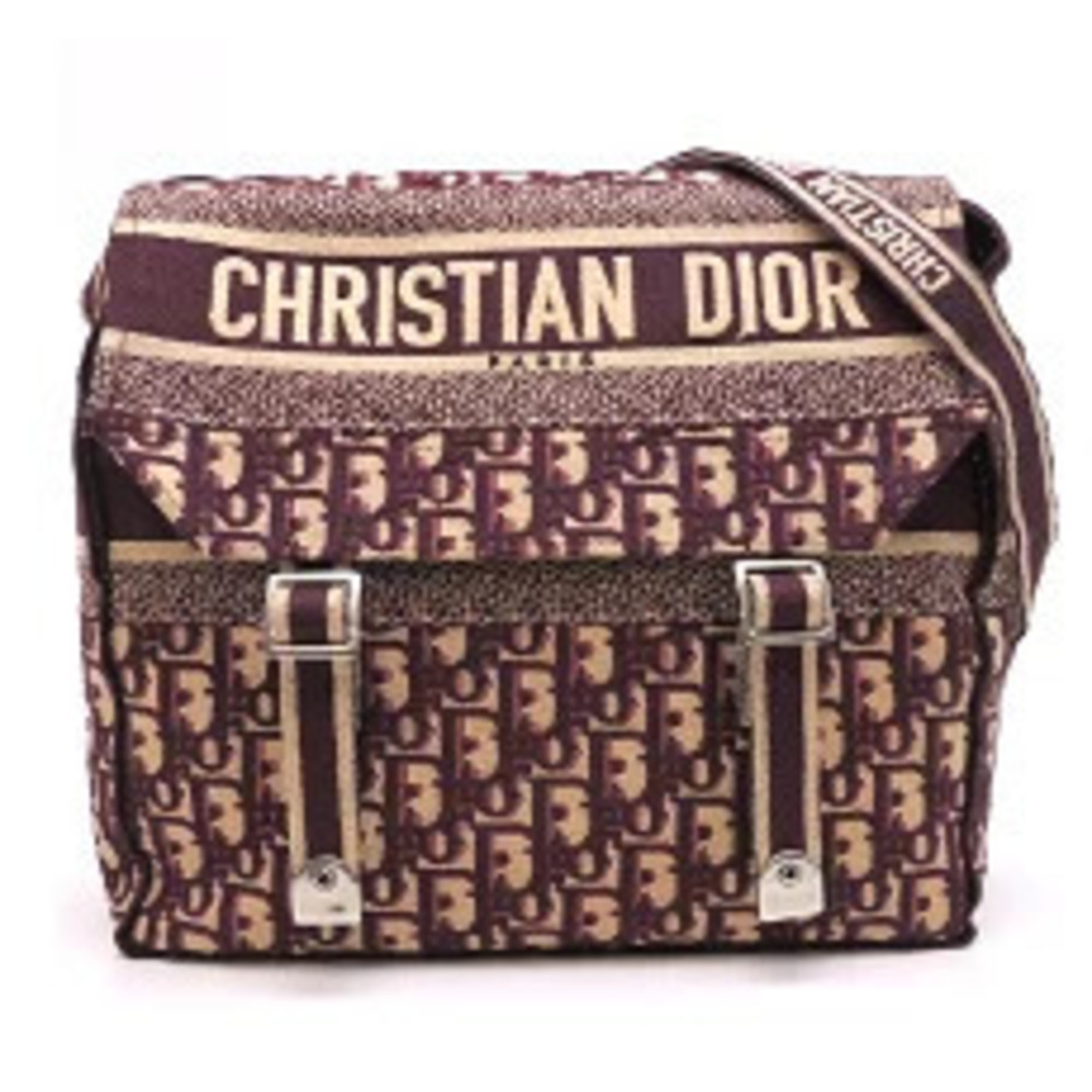 Christian Dior camp Messenger Bag Embroide red Bordeaux Purple